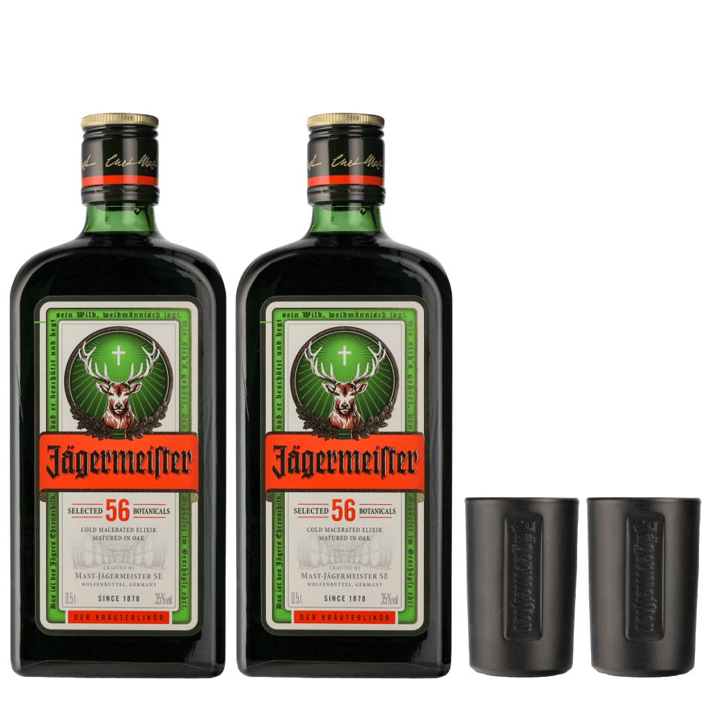 Jagermeister Twinpack + 2 Shots Glasses (2 x 50cl)