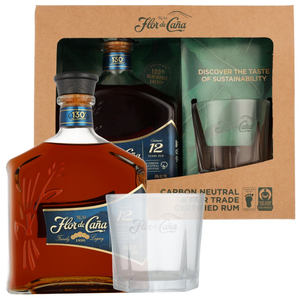 Flor De Cana 12 Years Giftset 70cl