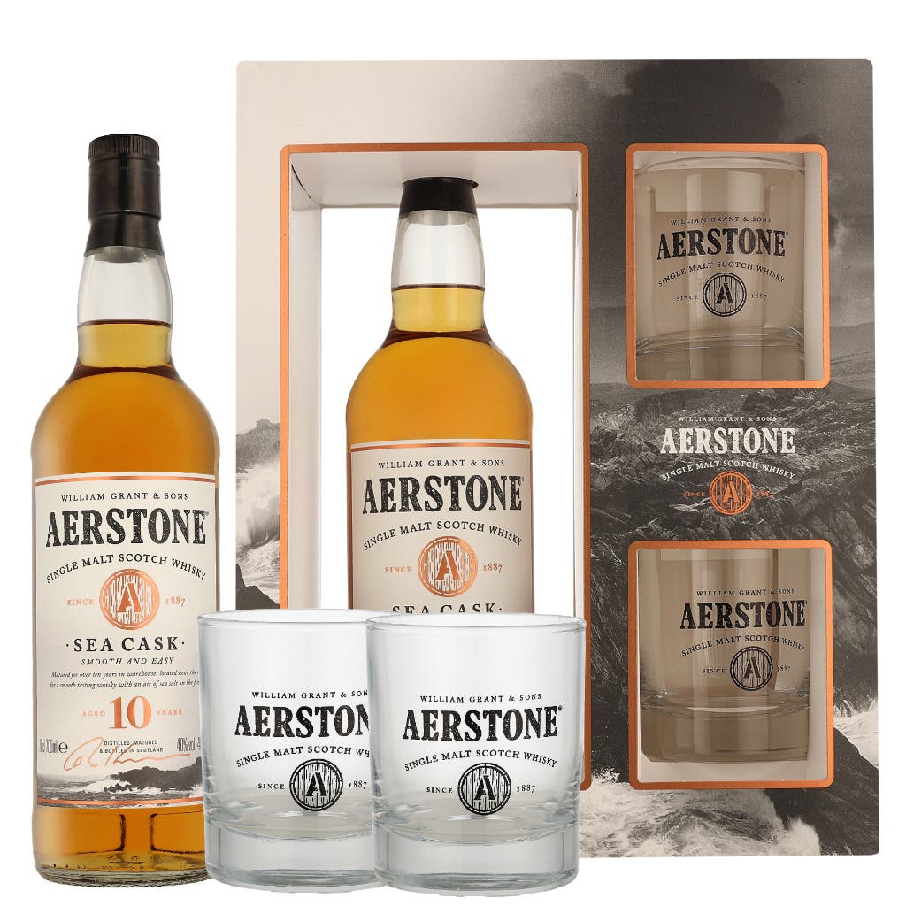 Aerstone 10 Years Sea Cask + 2 Glasses 70cl