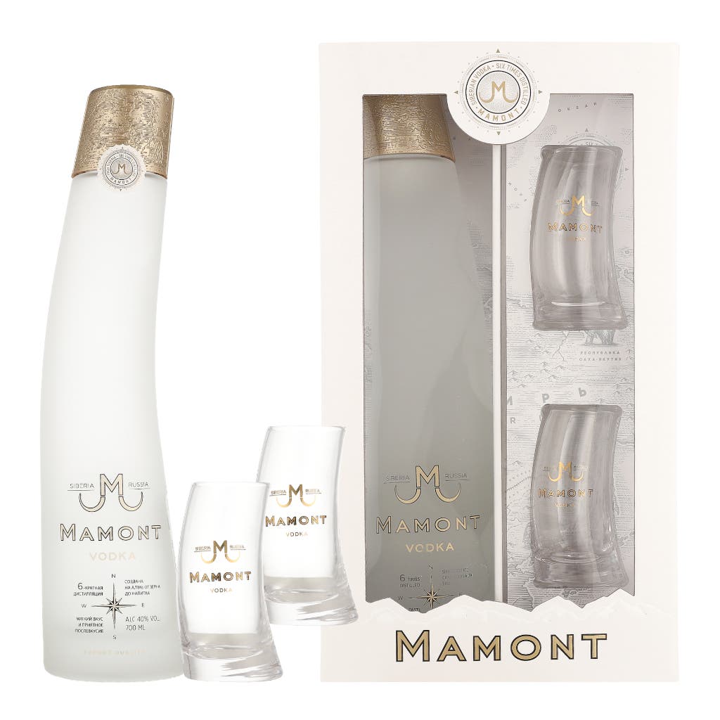 COFFRET VODKA MAMONT + 2 VERRES